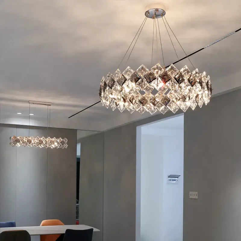 Postmodern clear & smoky decorbites crystal chandelier living room