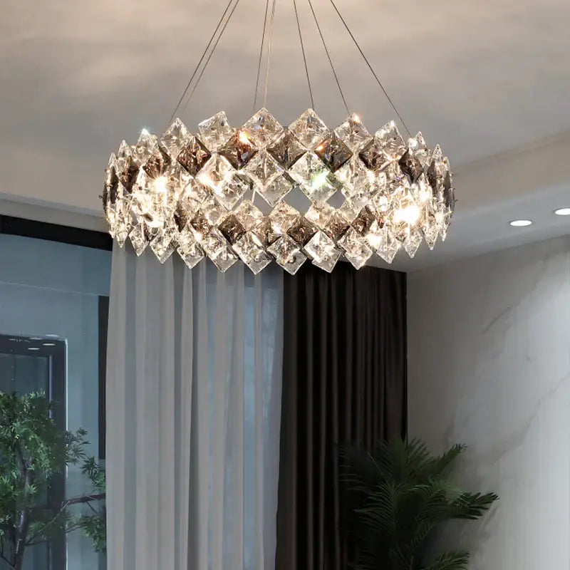 Postmodern clear & smoky decorbites crystal chandelier living room