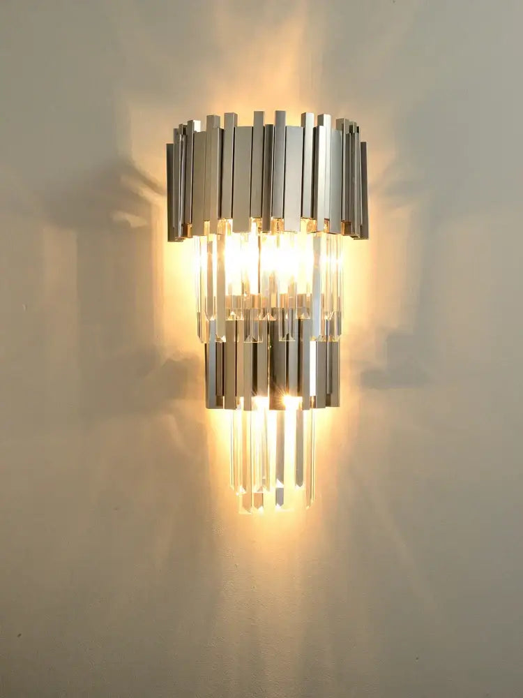 Postmodern crystal golden led wall sconce living room art deco light