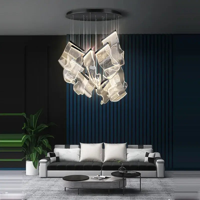 Postmodern decorbites golden love paper chandelier foyer led light