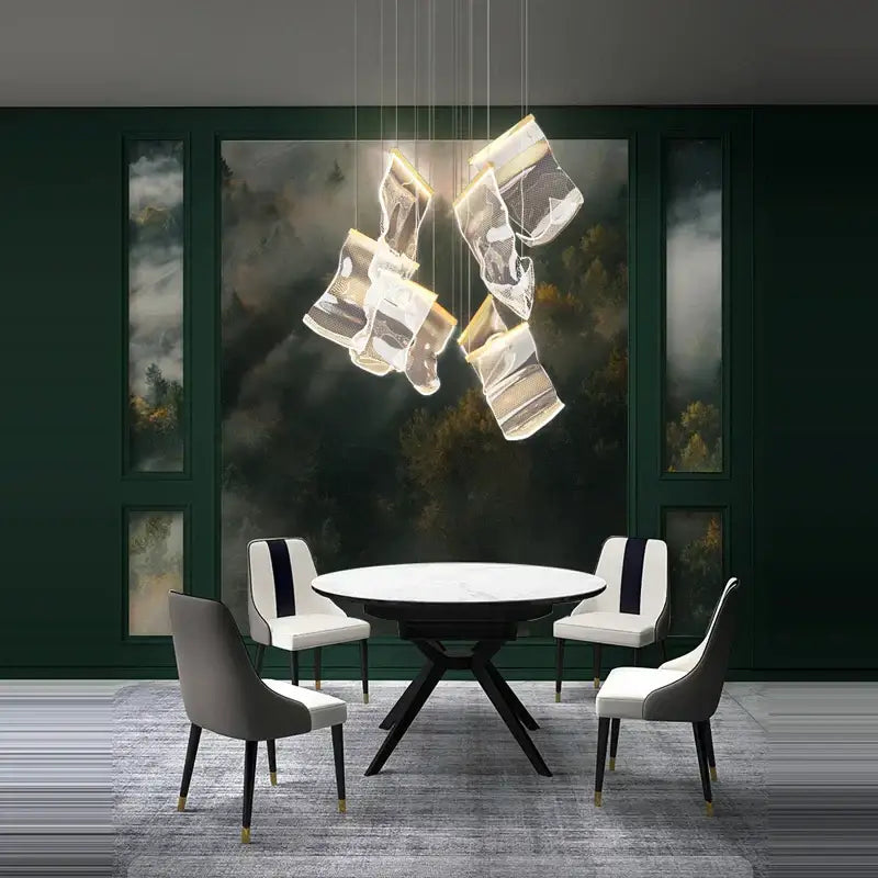 Postmodern decorbites golden love paper chandelier foyer led light