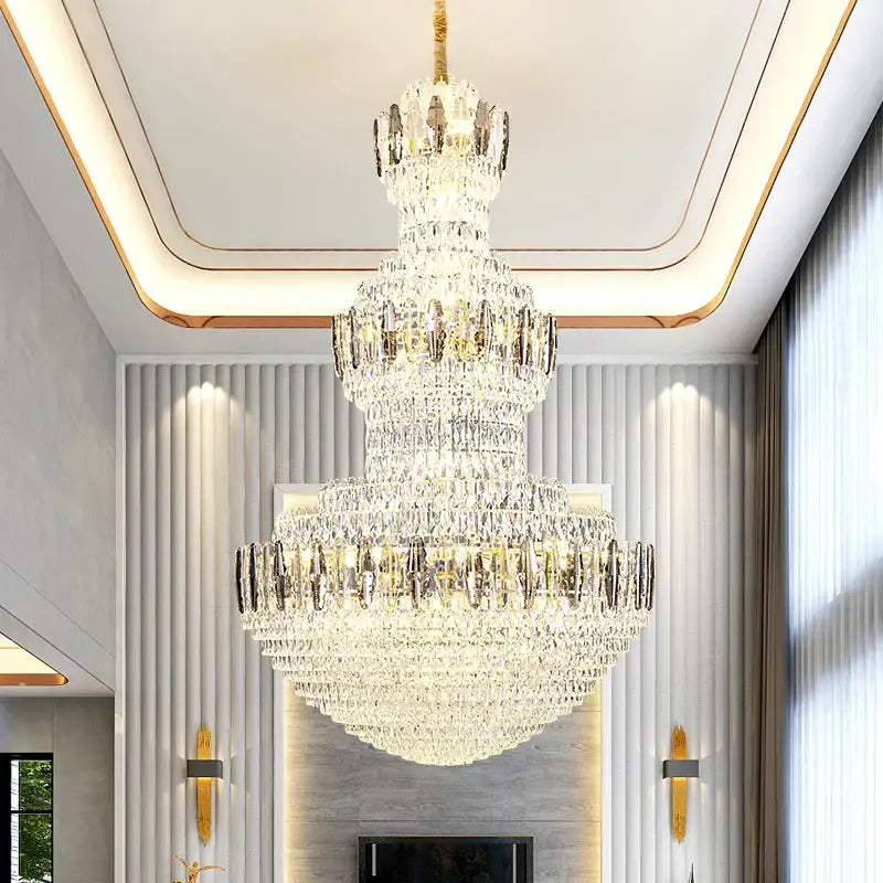Postmodern gold and silver decorbites crystal chandelier hotel lobby