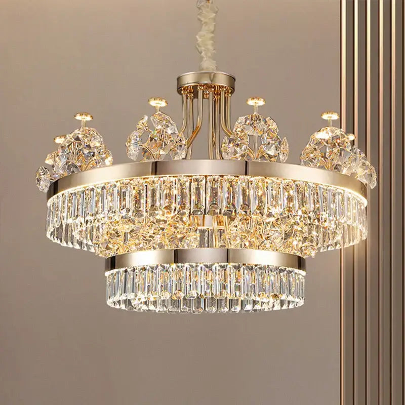 Postmodern gold double layer decorbites crystal chandelier living room