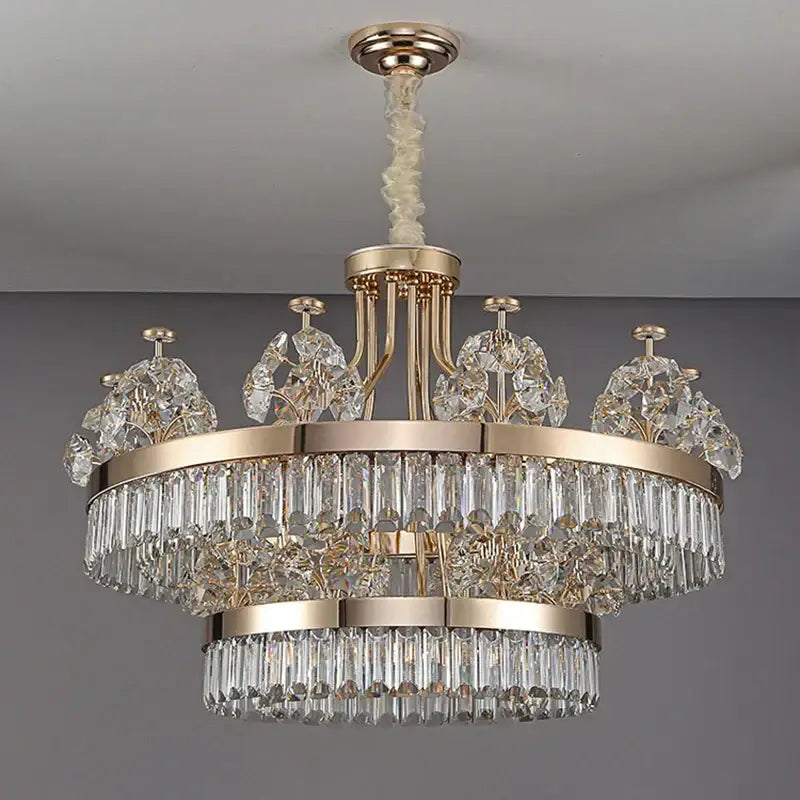 Postmodern gold double layer decorbites crystal chandelier living room