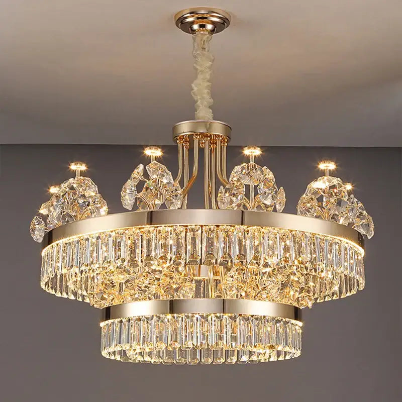 Postmodern gold double layer decorbites crystal chandelier living room