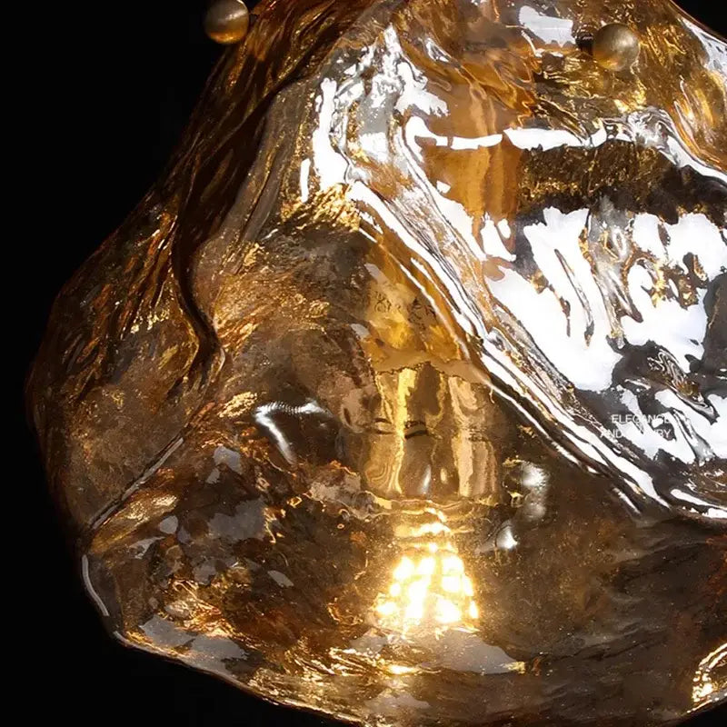 Postmodern gold irregular glass led chandelier dining room light