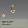 Postmodern gold irregular glass led chandelier dining room light