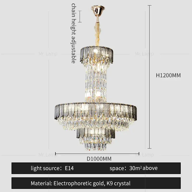 Postmodern multi-layer black decorbites crystal chandelier living room