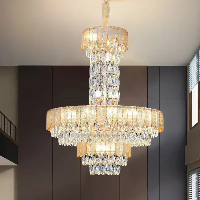 Postmodern multi-layer black decorbites crystal chandelier living room