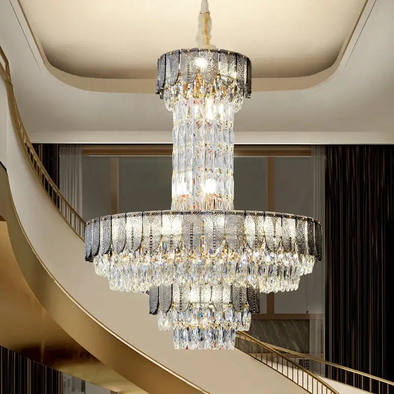 Postmodern multi-layer black decorbites crystal chandelier living room