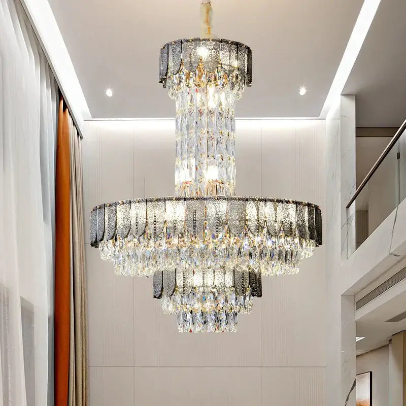 Postmodern multi-layer black decorbites crystal chandelier living room