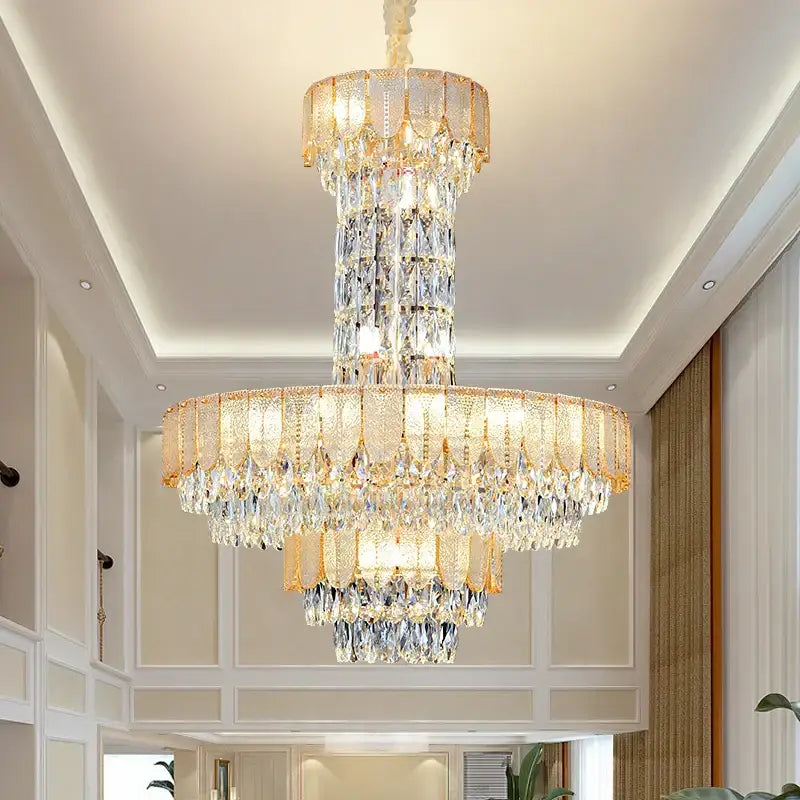 Postmodern multi-layer black decorbites crystal chandelier living room