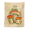 Psychedelic teal frog mushroom tapestry bedroom wall hanging