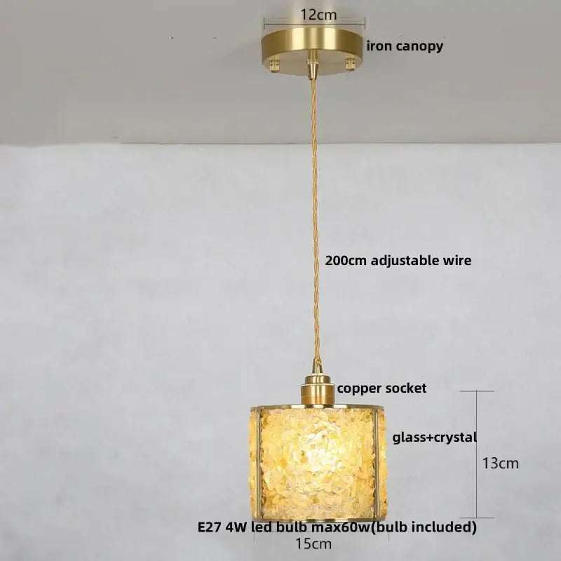 Purple mosaic crystal glass led pendant light living room