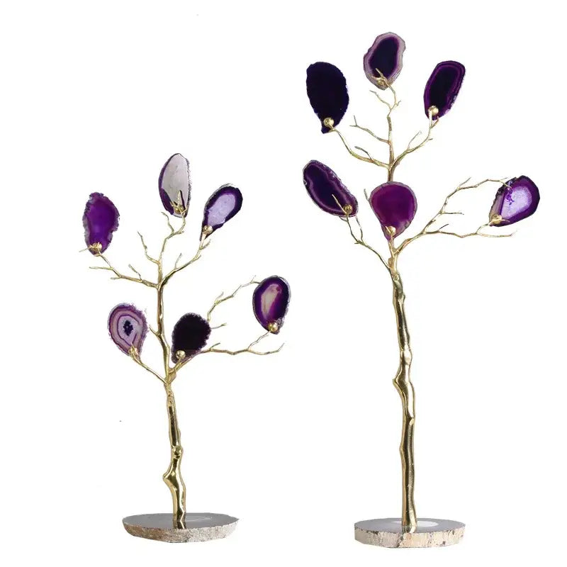 Purple & teal agate tree metal handicraft living room decor