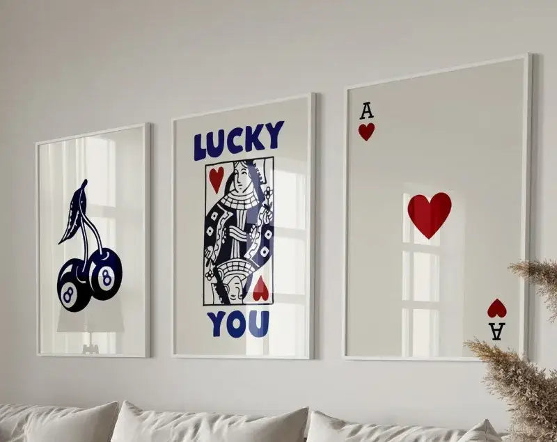 Modern beige hearts wall art set living room decor