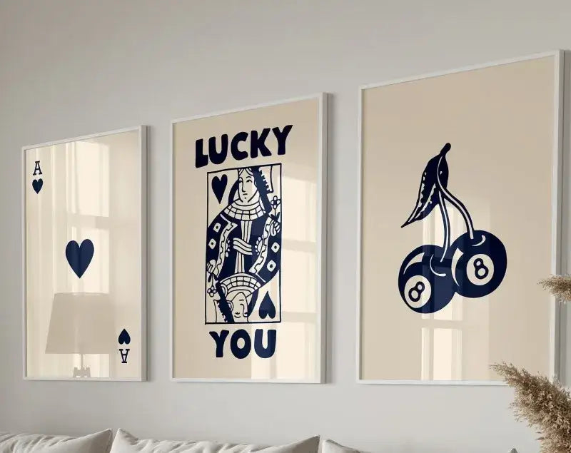 Modern beige hearts wall art set living room decor
