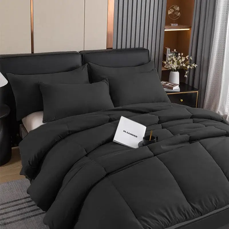 Quilted black decorbites cozy queen king duvet pillowcase set bedroom