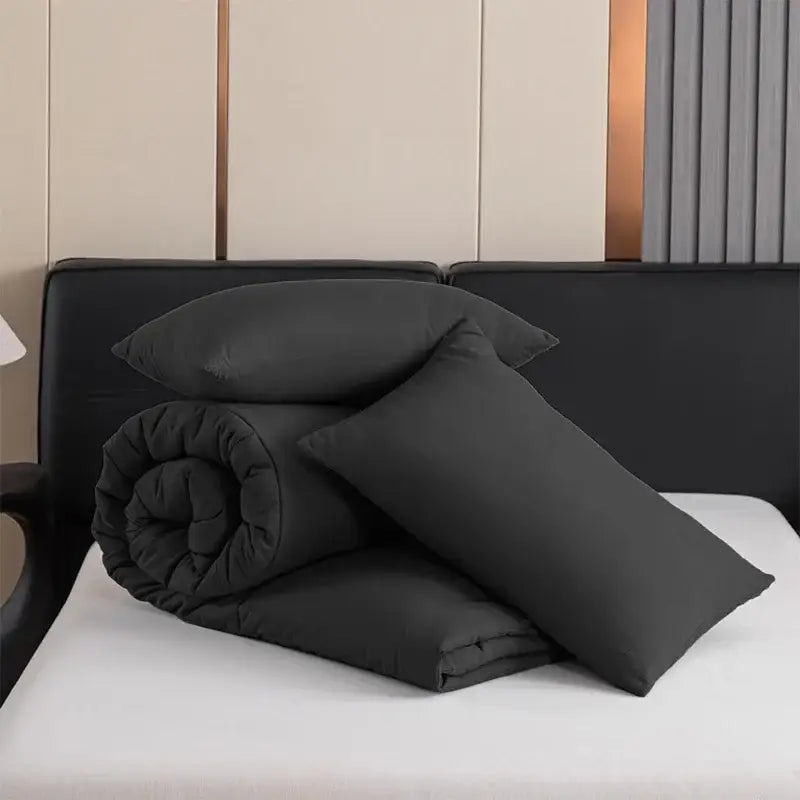 Quilted black decorbites cozy queen king duvet pillowcase set bedroom