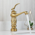 Quilted diamond decorbites golden plated bathroom basin faucet