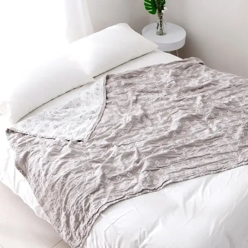Quilted gray & blue decorbites cotton summer blanket bedroom bedspread