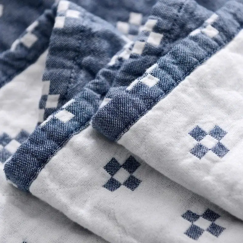 Quilted gray & blue decorbites cotton summer blanket bedroom bedspread