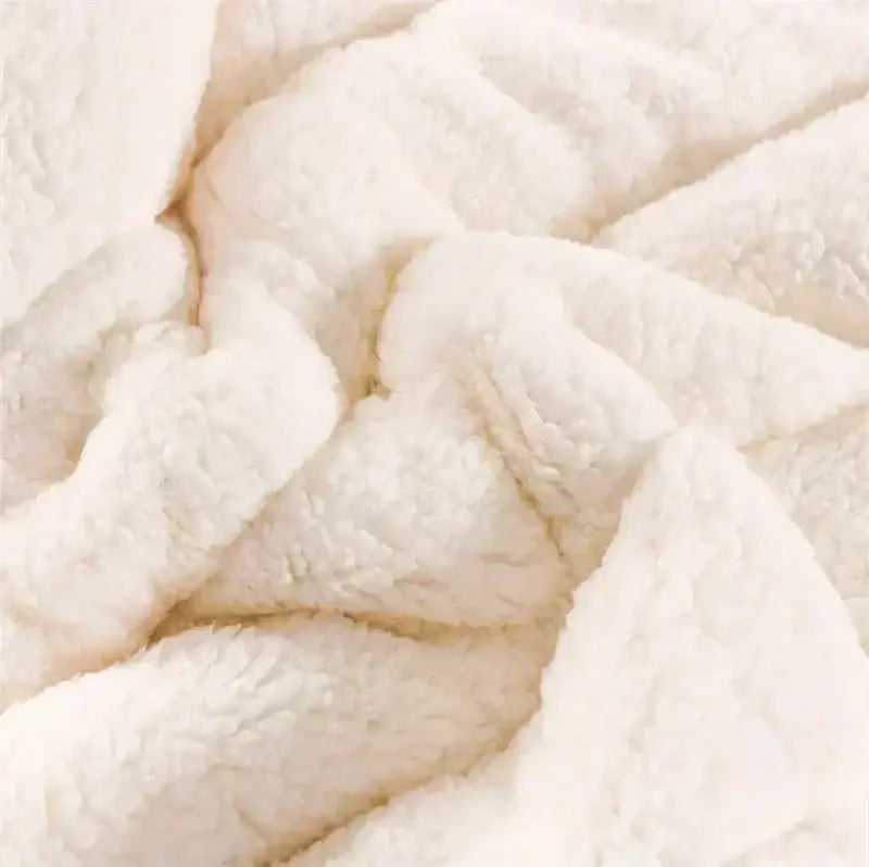 Quilted light blue & white coral fleece blanket bedroom bedding