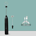 Rechargeable black & silver electric milk frother kitchen mixer