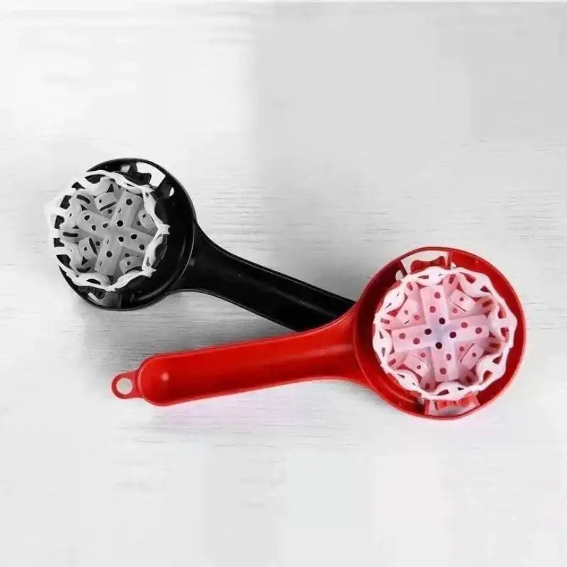 Red and white espresso machine cleaning brush kitchen potato masher