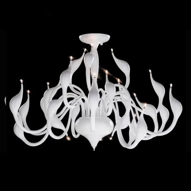 Red glass iron swan pendant lamp living room chandelier