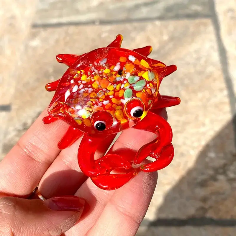 Red speckled crab glass figurines living room art sculpture
