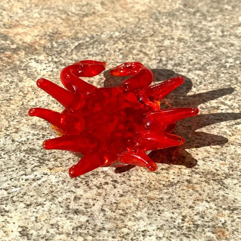 Red speckled crab glass figurines living room art sculpture