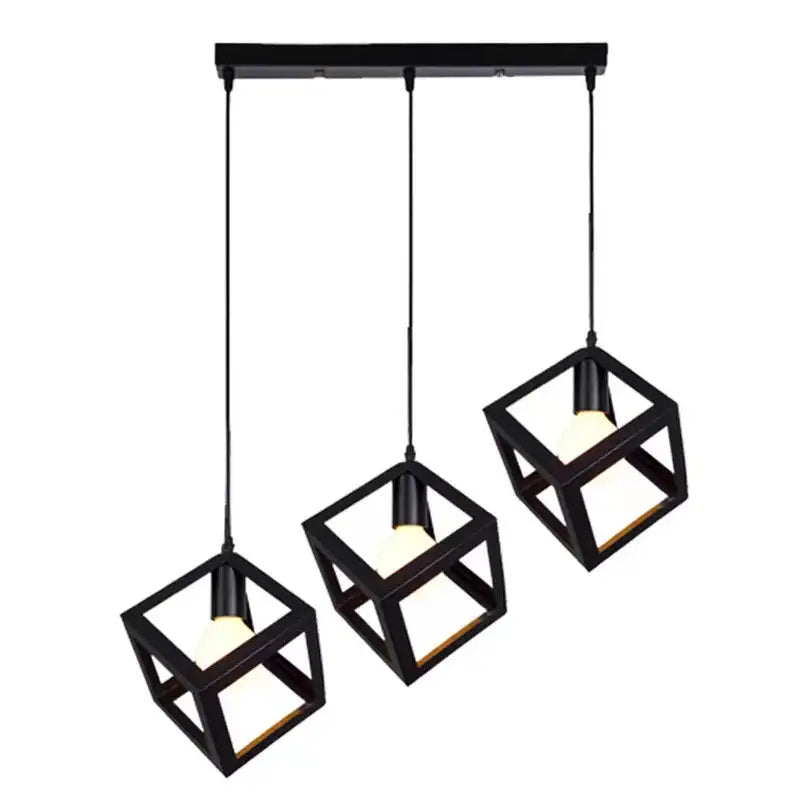 Red yellow & green elegant square chandelier kitchen pendant light