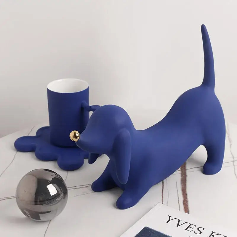 Reflective silver art statue living room decorbites doberman ornament