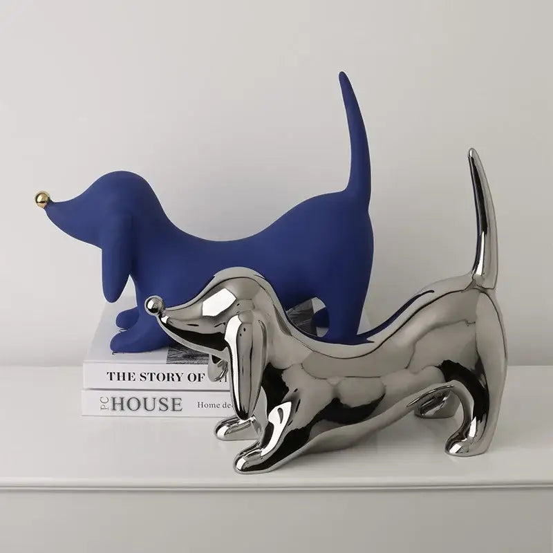 Reflective silver art statue living room decorbites doberman ornament