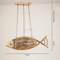 Retro bamboo fish wall lamp living room slatted wood decor