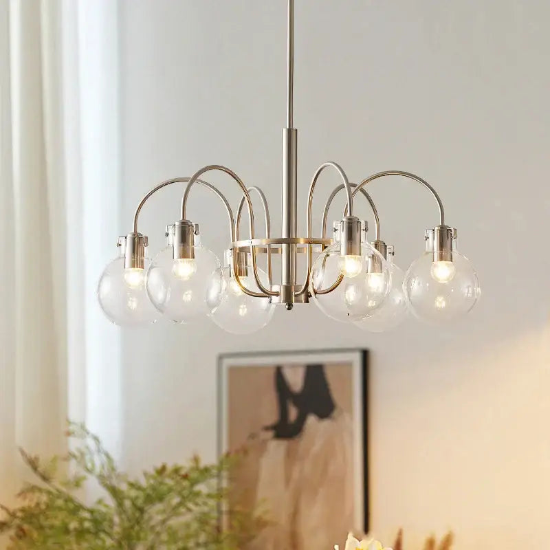Retro bauhaus brass glass led chandelier for dining room
