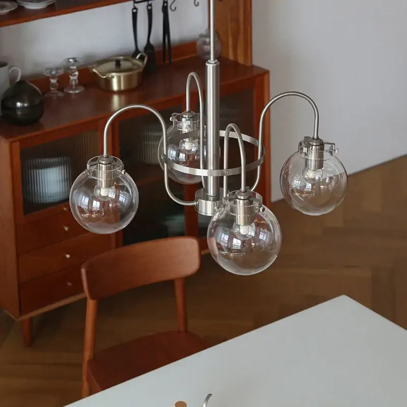 Retro bauhaus brass glass led chandelier for dining room