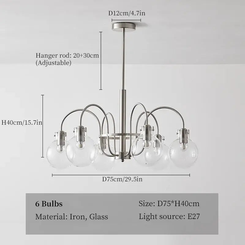 Retro bauhaus brass glass led chandelier for dining room