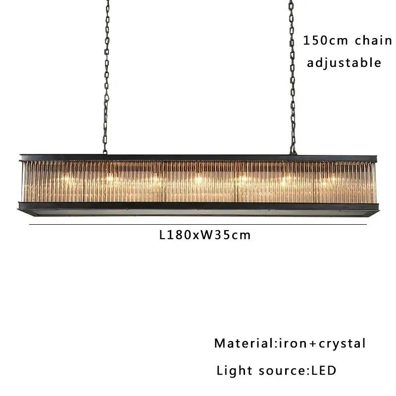 Retro black decorbites crystal rectangle chandelier for dining room