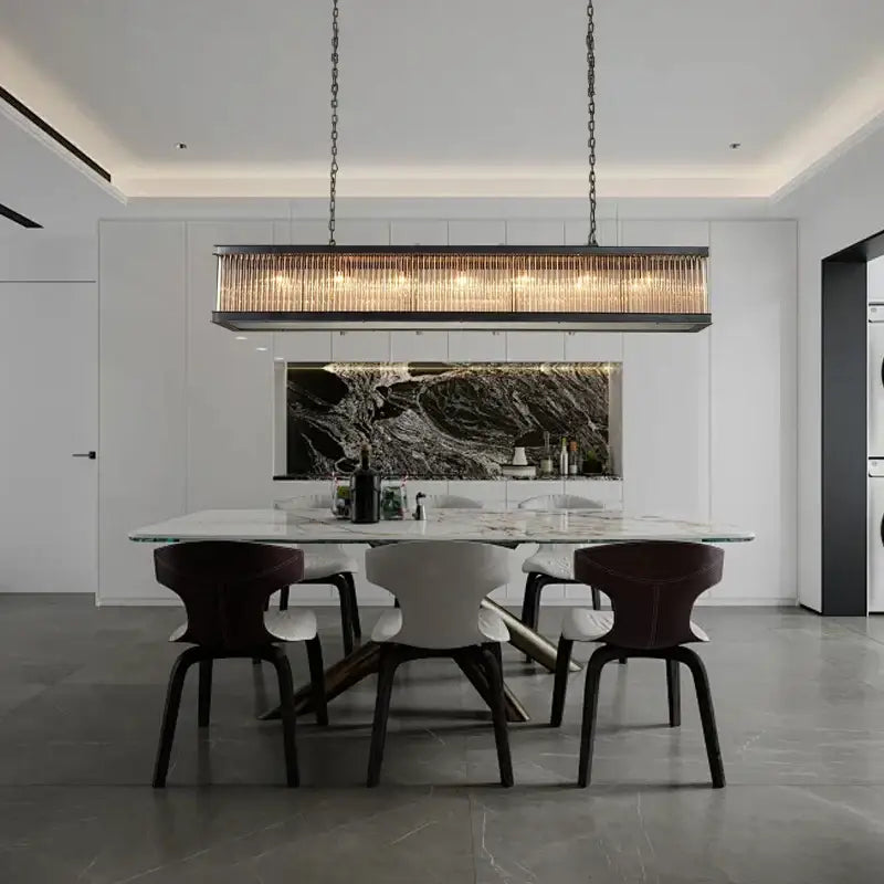 Retro black decorbites crystal rectangle chandelier for dining room