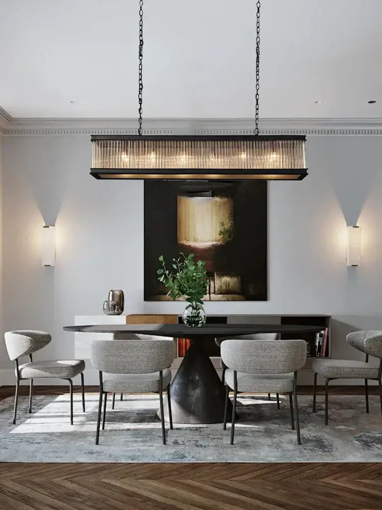 Retro black decorbites crystal rectangle chandelier for dining room