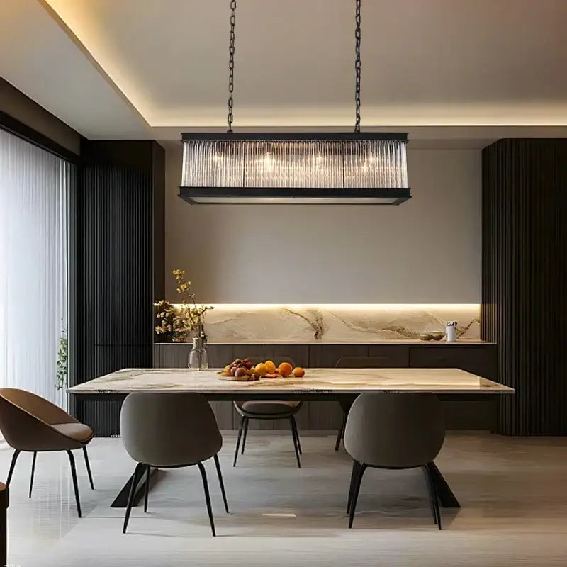 Retro black decorbites crystal rectangle chandelier for dining room