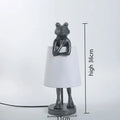 Retro black frog resin desk lamp bedroom lighting with white shade