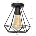 Retro black geometric iron cage ceiling lamp living room light
