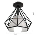 Retro black geometric metal ceiling light fixture kitchen glass shade