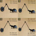 Retro black matte iron swing arm wall sconce bedroom light fixture
