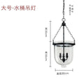 Retro black metal glass bucket pendant light dining room three bulb