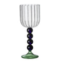 Retro blue & green ribbed wine glass twister stem dining room cup