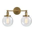 Retro chrome double glass ball globe wall light bedroom sconce